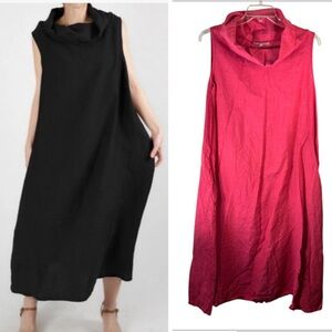 Bryn Walker Linen Maxi Dress Medium Pink Sleeveless Day Boho Lagenlook Casual